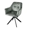 Produktbild: Riess Ambiente Design Stuhl LOFT grün Samt drehbar Metallgestell schwarz mit Armlehne