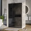 Produktbild: Duschabtrennung Bernstein EX101 Walk-In Nano 8mm Echtglas Schwarz graues Glas 120cm