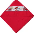 Produktbild: Erwin Müller Kinder-Bademantel mit Kapuze Frottier rot Größe 134/140 - saugstark, langlebig, angenehm weich, mit Taschen und Bindegürtel, Stickerei Feuerwehr (weitere Größen)