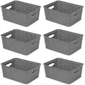 Produktbild: Winter Shore Plastik Korb Aufbewahrung (6er-Pack) in Grau - Korb Regal mit Griffen - Aufbewahrungskorb Bad - Aufbewahrungskorb Küche & Speisekammer - Kleine Körbe Aufbewahrung - Korb Badezimmer