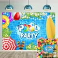 Produktbild: Pool Party Hintergrund Sommer Strand Ball Flamingo Tropische Palme Blume Foto...