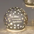 Produktbild: LED Kugellampe mit Das Leben ist zu kurz... Spruch D 12cm grau mit Timer Formano