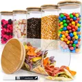 Produktbild: DECO HAUS Mehrweg-Vorratsgläser mit Bambus-Deckel - 6er Set - Luftdicht, für Spülmaschine, Mikrowelle - Zur Aufbewahrung, als Keksglas, Dekoration, etc. – 6x20cm Höhe, 10 cm Ø