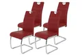 Produktbild: Hela Tische, 4er Set Esszimmerstuhl Freischwinger Flora - Bezug Kunstleder Bordeauxrot - Metallgestell verchromt - 120kg belastbar - Lehne mit Griff