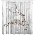 Produktbild: Abakuhaus Duschvorhang Moderner Digitaldruck mit 12 Haken auf Stoff Wasser Resistent Breite 175 cm, Höhe 200 cm, Hirsch Weihnachten Tier Rustikal grau 175 cm x 200 cm