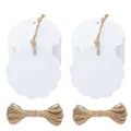 Produktbild: jijAcraft Blume Runde Geschenkanhänger Weiß: 6CM Papier Anhänger Kommunion 100 Stück Kraftpapier Etiketten Hochzeit mit Juteschnur für Gastgeschenke, Kunsthandwerk