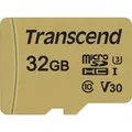 Produktbild: Transcend microSDHC 500S 32GB Class 10 UHS-I U3 V30 + Adapter MicroSD Karte