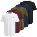 Produktbild: JACK AND JONES JACK&JONES Herren T-Shirt, 5er Pack - JPRBLABRODY TEE CREW NECK 5PK, Kurzarm, Rundhals, Baumwolle
