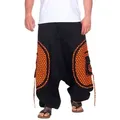 Produktbild: KUNST UND MAGIE Haremshose Kunst&Magie Haremshose bunte Muster Hippie Hose Blume des Lebens orange|schwarz L/XL