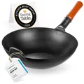 Produktbild: Karbonstahl Woks & Wokpfannen - 34 cm Voreingebrannter Wok Pfanne Karbonstahl...