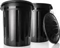 Produktbild: BigDean 2 Stück wetterfeste Universaltonne mit Deckel Schwarz und 2 Tragegriffen + Clip Verschluss auch als Mülltonne – Regentonne und Futtertonne