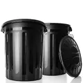 Produktbild: BigDean 2 Stück wetterfeste Universaltonne mit Deckel Schwarz und 2 Tragegriffen + Clip Verschluss auch als Mülltonne – Regentonne und Futtertonne geeignet für Indoor + Outdoor geeignet