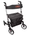 Produktbild: Leichter Reise-Rollator aus Aluminium – faltbar mit Sitz & Tasche, silber