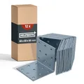 Produktbild: HELPMATE – 12 Stück Lochplattenwinkel 60x60x60 mm – Winkelverbinder galvanisch verzinkt & blau passiviert – Holzverbinder mit hervorragendem Korrosionsschutz – Lochwinkel