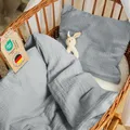 Produktbild: Laleni Baumwoll-Musselin-Bettwäsche 80x80 + Kissenbezug 35x40 cm - Oeko-TEX Zertifiziert für Kinderwagen - Blau