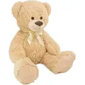 Produktbild: BRUBAKER XXL Teddybär 100 cm - Teddy Kuscheltier groß - Stofftier Plüschtier mit Schleife, Beige - Beige/Hellbraun