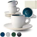 Produktbild: ✅​ Espressotassen Set [4 x 75ml] - Handgefertigt aus dickwandigem Steingut