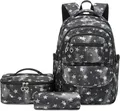 Produktbild: Schulrucksack Mädchen 3 Stk mit Lunchtasche Federmäppchen, Atmungsaktives Leichtgewicht Schultasche Teenager Mädchen, schwarz