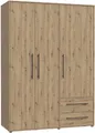 Produktbild: FORTE Kleiderschrank Mokkaris, zeitloses Design, 3–4 Türen, Made in Europe (B/H/T ca. 145x200x59cm oder 206x200x59cm) Schubladen + schwarze Stangengriffe, Made in Europe, viel Stauraum