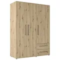 Produktbild: Drehtürenschrank Kleiderschrank 3 Türen 2 Schubladen Artisan Eiche Dekor 144x200