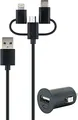 Produktbild: SCHWAIGER LSET1000 513 Ladeset KFZ Ladegerät PKW LKW Multifunktions Ladekabel Lightning Micro-USB und USB-C Anschluss 12V Ladeadapter 1m