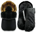 Produktbild: Winter Herbst Fußsack für Kinderwagen Babyschale Schlittensack Baby Fußsack Kuschelsack Winterfußsack 48 x 90 cm (Schwarz-Braun)