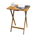 Produktbild: Relaxdays Klappen, platzsparend, robust, nachhaltiges Bambus Holz, Klapptisch HBT 63x48x38,5 cm, Natur, Beistelltisch klappbar, 48 x 38.5 Centimeters, 10015834
