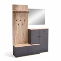 Produktbild: Fynn Flurgarderoben Set in Anthrazit, Artisan Eiche Optik - Moderne Kompaktgarderobe mit Spiegel für Ihren Eingangsbereich - 148 x 199 x 38 cm (B/H/T)