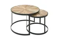 Produktbild: Wohnling Satztisch Design Couchtisch Massivholz Wohnzimmertisch 2 teilig Rund Sofatisch (2er Set Mango / Akazie Massivholz Rund Modern), Couchtisch mit Metallbeine, Beistelltisch