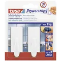 Produktbild: tesa Powerstrips Haken Large TREND - Selbstklebender Wandhaken für Glas, Kacheln, Holz, Kunststoff und andere Untergründe - Weiß 58045-00-01