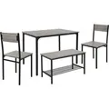 Produktbild: ML-Design Essgruppe Set 4-Tlg Eiche-Grau Tisch 2 Stühlen 1 Bank für 4 Personen