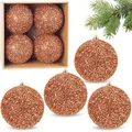 Produktbild: BRUBAKER Glitzer Weihnachtskugeln - 4er Set große Glitter Baumkugeln - 10 cm Christbaumkugeln Bruchsicher aus Kunststoff - Christbaumschmuck für Weihnachtsdeko - Weihnachtsbaumkugeln - Orange
