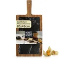 Produktbild: Moritz & Moritz Servierbrett Holz mit Marmor - Servierplatte Schwarz - Akazie Käsebrett als Deko zum Anrichten und Servieren von Käse, Fisch, Fleisch u.v.m.