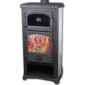 Produktbild: - Kaminofen mit Backfach und Herdplatte Cucina grau - 9,7kW - Grau