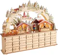 Produktbild: Adventskalender Holz Weihnachtskalender zum Befüllen Weihnachtsdorf Marktstände