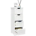Produktbild: Mondeer Badkommode Badezimmerschrank Badschrank mit 4 Schubladen 30 x 30 x 82 cm Badezimmer - Weiß