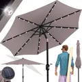 Produktbild: KESSER® Sonnenschirm Balkonschirm LED Solar mit Kurbel Inkl. 2in1 Schutzhülle Transporttasche, Gartenschirm, Schirm für Balkon Garten & Terrasse verstellbar knickbar