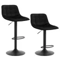 Produktbild: WOLTU 2er-Set Barhocker Küchenstuhl Barstuhl mit Rückenlehne und Einstellgriff, höhenverstellbar & 360° drehbar, Tresenhocker Bar Hocker aus hochwertigem Samt und Metall, Schwarz