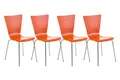Produktbild: CLP 4er-Set Stapelstuhl Aaron Mit Holzsitz Und Metallgestell I 4 x Stuhl Mit Pflegeleichter Sitzfläche, Farbe:orange