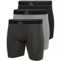 Produktbild: adidas Herren Boxershorts, 3er Pack - Boxer Briefs, Active Micro Flex Eco, Logo, einfarbig Schwarz/Grau 2XL