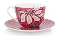 Produktbild: Pip Studio Flower Festival Tasse mit Untert. Dark pink 280ml