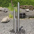 Produktbild: CLGarden Edelstahl Säulenbrunnen ESB1 mit 3 Säulen 100cm Gartenbrunnen Wasserspiel Brunnen Außenbereich Springbrunnen mit LED Beleuchtung 12V