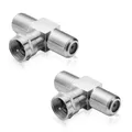 Produktbild: 2x F-Adapter SAT TV Verbinder Kupplung Splitter T-Stück F-Stecker 2x F-Buchse