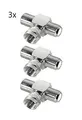 Produktbild: 3x F-Adapter T-Stück F-Stecker  2 F-Kupplungen SAT TV Verbinder Anschluss FF29S