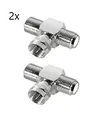Produktbild: 2x F-Adapter T-Stück F-Stecker 2 F-Kupplungen SAT TV Verbinder Anschluss FF29S