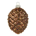 Produktbild: Christbaumschmuck Glas 8cm Zapfen mit Glitzer Weihnachtskugeln Tannenzapfen Elegant Lounge braun / Inge's Christmas Sfera Vetro Collection Pigna Braun cm.8