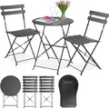 Produktbild: KESSER® Bistroset 3-teilig Bistrotisch mit 2 klappbaren Stühle Set Balkonset Balkonmöbel Klapp-Möbel Gartenset Sitzgarnitur Gartengarnitur Gartenmöbel Sitzgruppe Metall Bistro Gartentisch inkl. Abdeckung