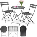 Produktbild: KESSER® Bistroset 3-teilig | Bistrotisch 2 klappbare Stühle Balkonset Balkonmöbel Klapp-Möbel Gartenset Sitzgarnitur Gartengarnitur Gartenmöbel Sitzgruppe Metall | Gartentisch mit Abdeckung Anthrazit