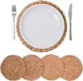 Produktbild: VIVANNO Ilana Platzsets - 4er Set Runde Tischsets aus Wasserhyazinthe, Natürliche Tischuntersetzer, Durchmesser 30 cm - Zeitlos & Dekorativ