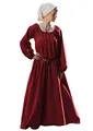 Produktbild: Battle-Merchant - Mittelalter Kleid Ana Damen - Wikinger Kostüm Langarm bodenlang Baumwolle - LARP Gewandung (Rot, S)